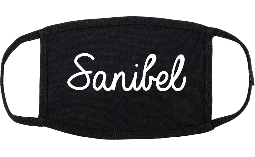 Sanibel Florida FL Script Cotton Face Mask Black