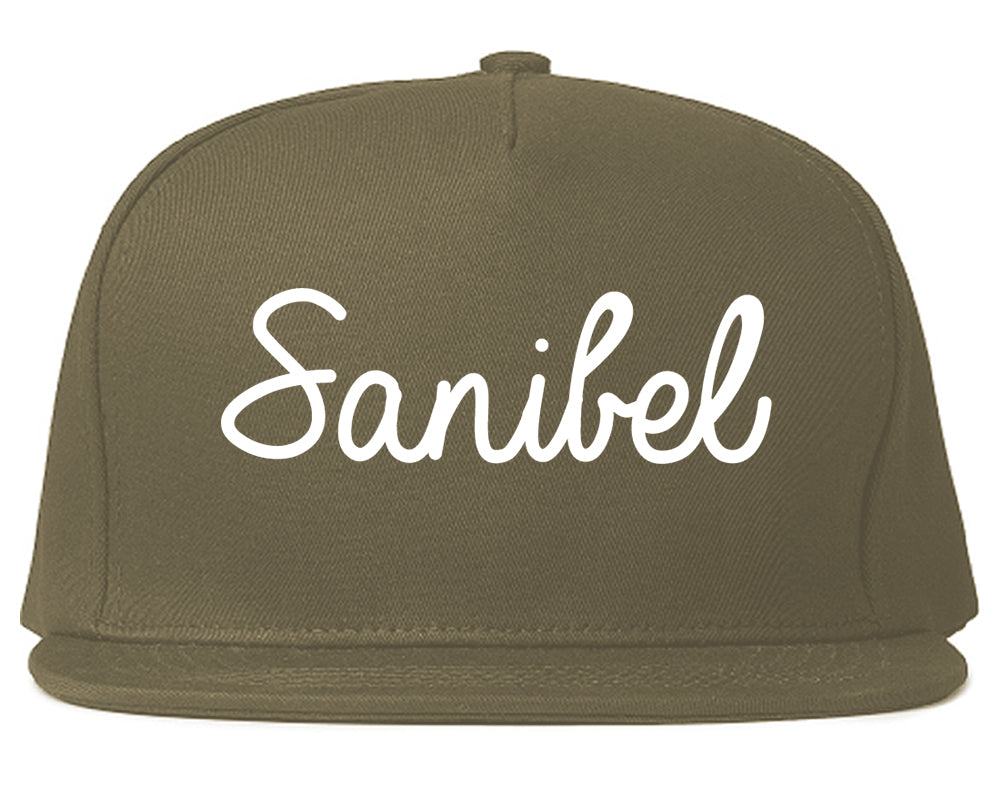 Sanibel Florida FL Script Mens Snapback Hat Grey