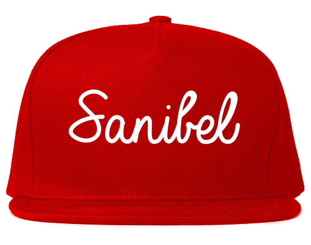 Sanibel Florida FL Script Mens Snapback Hat Red