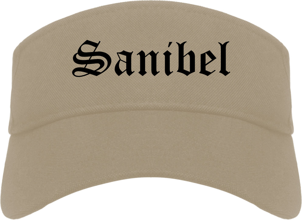 Sanibel Florida FL Old English Mens Visor Cap Hat Khaki