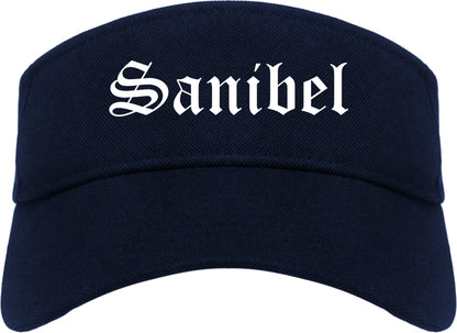 Sanibel Florida FL Old English Mens Visor Cap Hat Navy Blue