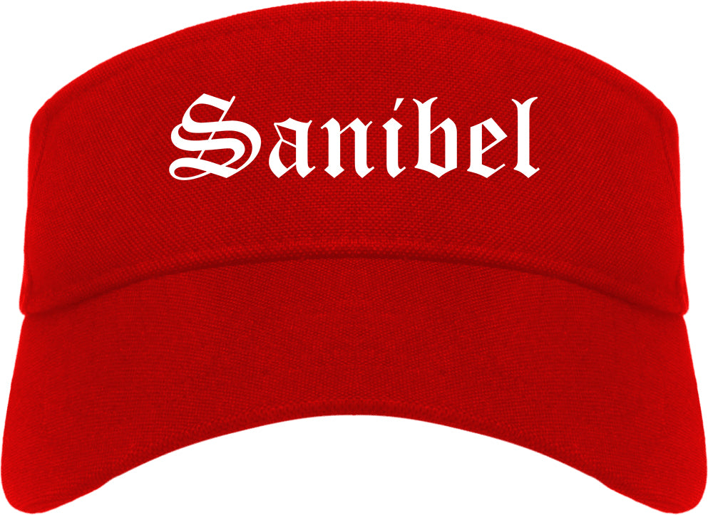 Sanibel Florida FL Old English Mens Visor Cap Hat Red