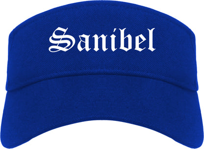Sanibel Florida FL Old English Mens Visor Cap Hat Royal Blue