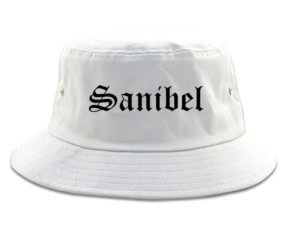 Sanibel Florida FL Old English Mens Bucket Hat White