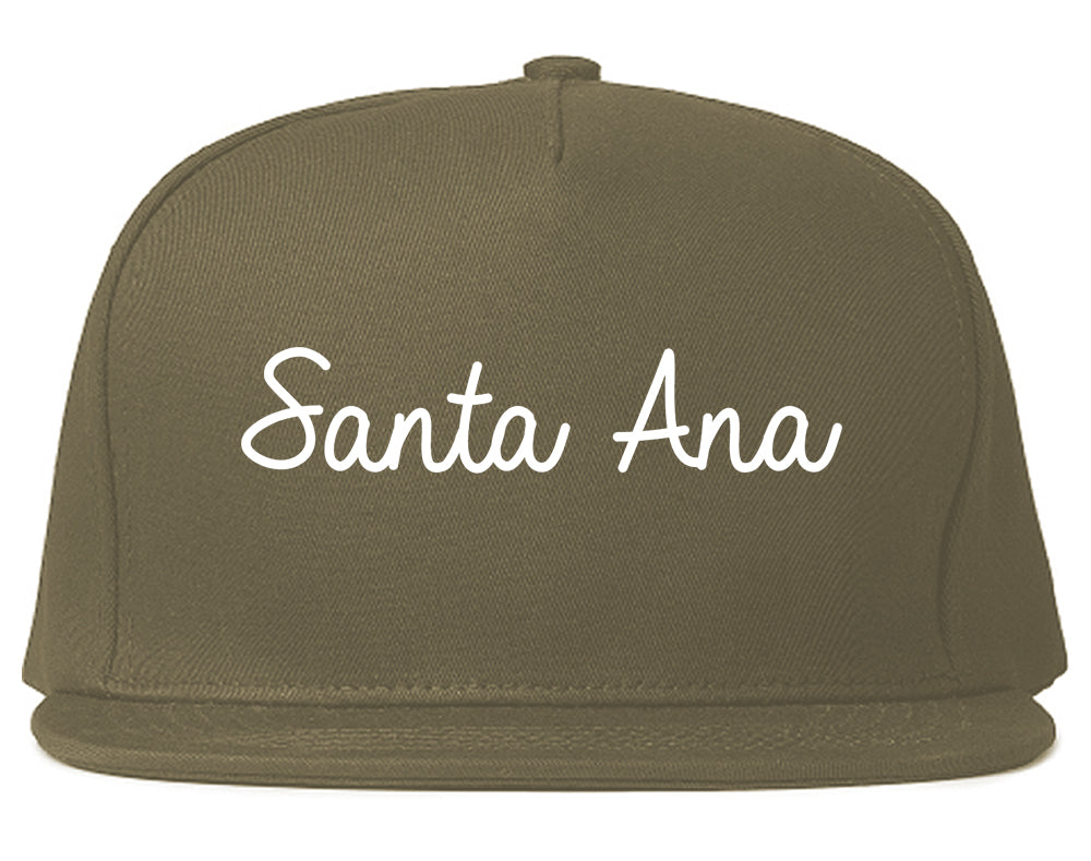 Santa Ana California CA Script Mens Snapback Hat Grey
