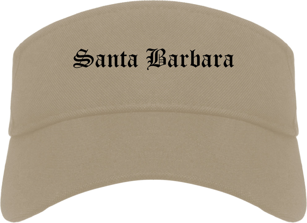 Santa Barbara California CA Old English Mens Visor Cap Hat Khaki