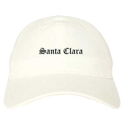 Santa Clara California CA Old English Mens Dad Hat Baseball Cap White