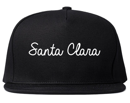 Santa Clara California CA Script Mens Snapback Hat Black