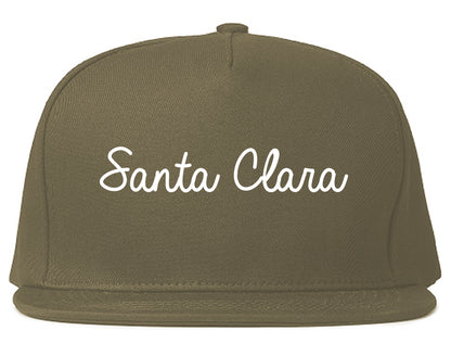 Santa Clara California CA Script Mens Snapback Hat Grey