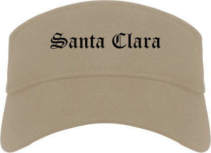 Santa Clara Utah UT Old English Mens Visor Cap Hat Khaki