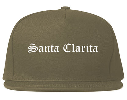 Santa Clarita California CA Old English Mens Snapback Hat Grey