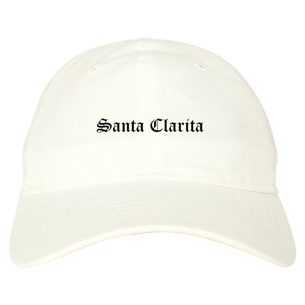 Santa Clarita California CA Old English Mens Dad Hat Baseball Cap White