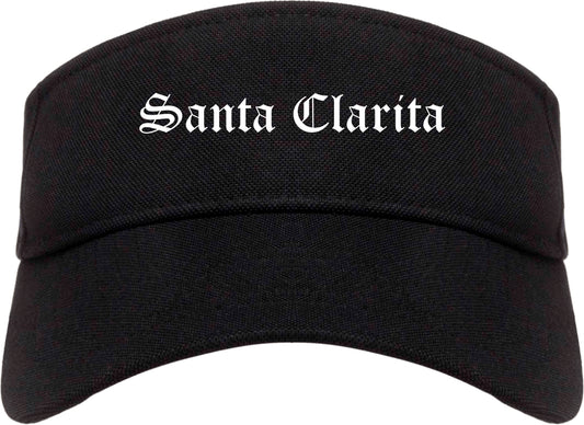 Santa Clarita California CA Old English Mens Visor Cap Hat Black