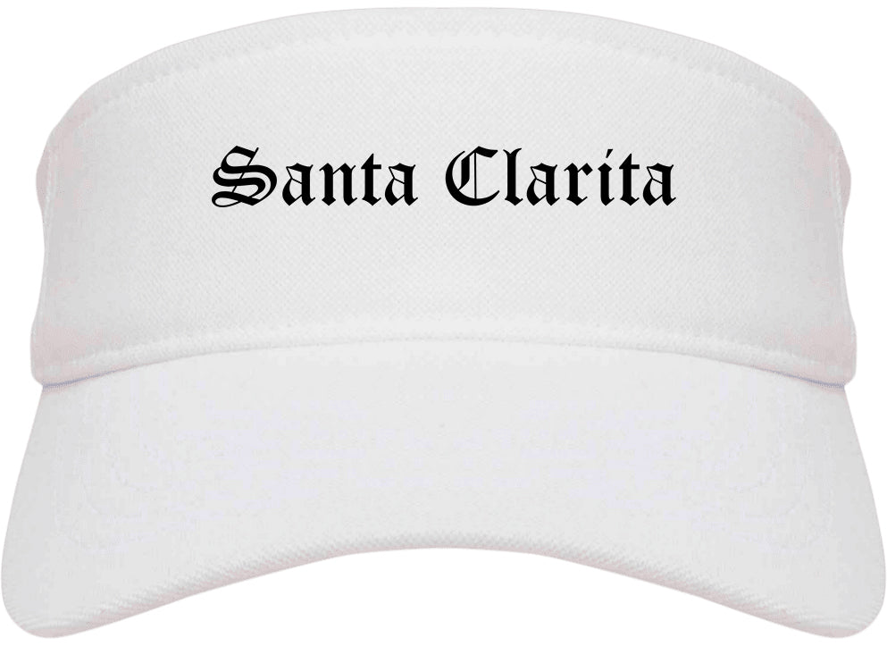 Santa Clarita California CA Old English Mens Visor Cap Hat White