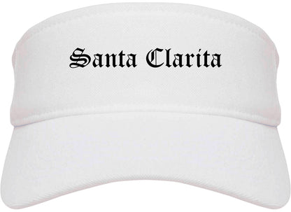 Santa Clarita California CA Old English Mens Visor Cap Hat White