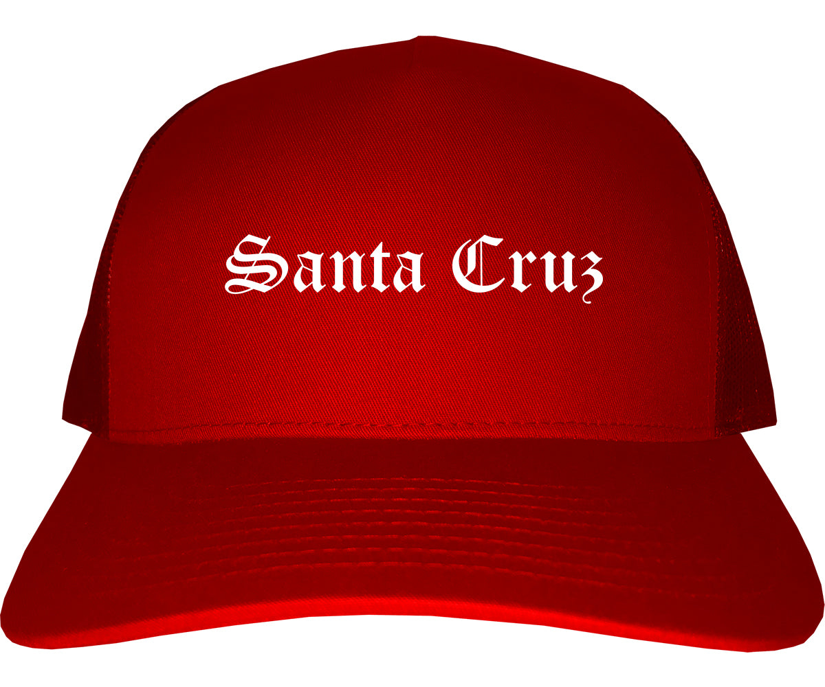 Santa Cruz California CA Old English Mens Trucker Hat Cap Red