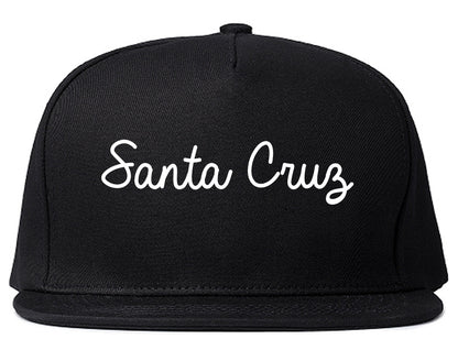 Santa Cruz California CA Script Mens Snapback Hat Black