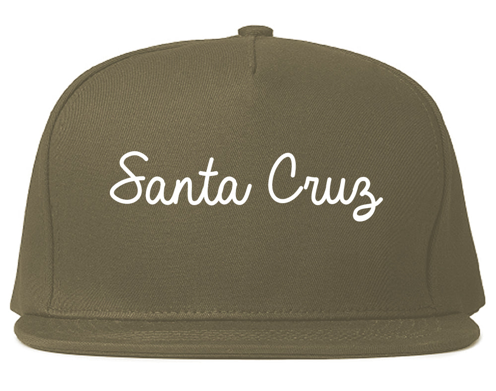 Santa Cruz California CA Script Mens Snapback Hat Grey
