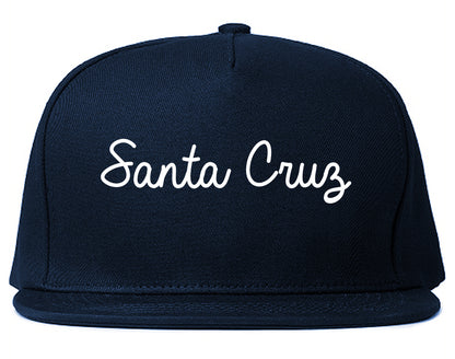 Santa Cruz California CA Script Mens Snapback Hat Navy Blue