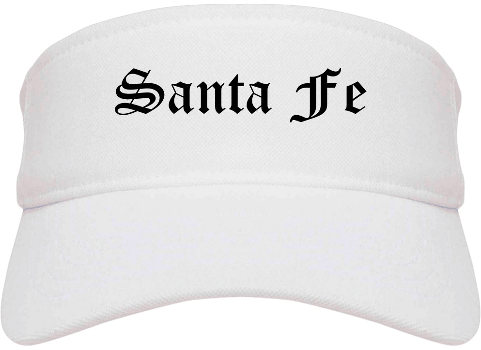 Santa Fe New Mexico NM Old English Mens Visor Cap Hat White