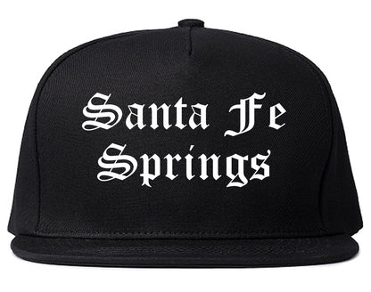Santa Fe Springs California CA Old English Mens Snapback Hat Black
