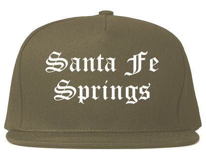 Santa Fe Springs California CA Old English Mens Snapback Hat Grey