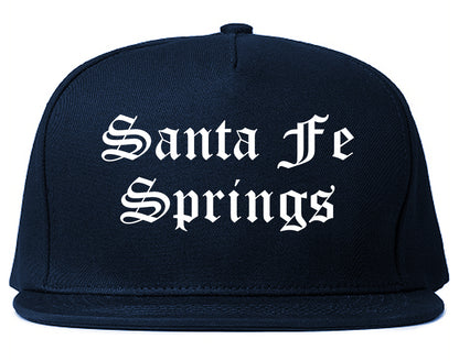 Santa Fe Springs California CA Old English Mens Snapback Hat Navy Blue
