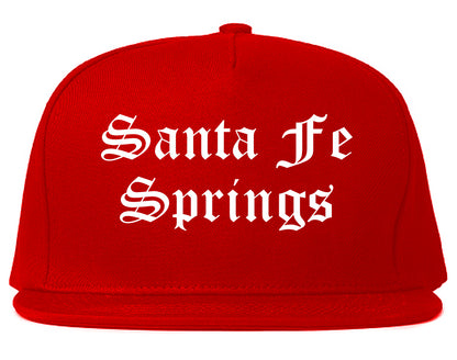 Santa Fe Springs California CA Old English Mens Snapback Hat Red