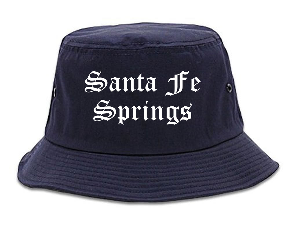 Santa Fe Springs California CA Old English Mens Bucket Hat Navy Blue