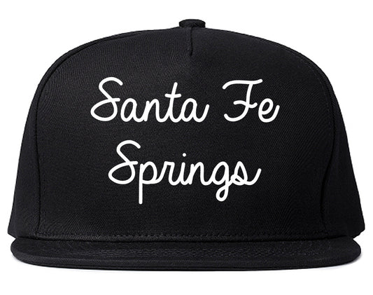 Santa Fe Springs California CA Script Mens Snapback Hat Black