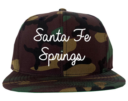 Santa Fe Springs California CA Script Mens Snapback Hat Army Camo