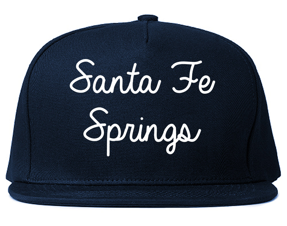 Santa Fe Springs California CA Script Mens Snapback Hat Navy Blue