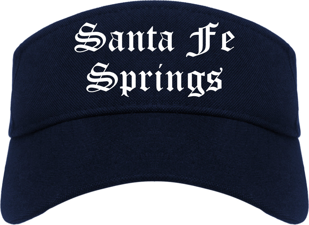 Santa Fe Springs California CA Old English Mens Visor Cap Hat Navy Blue