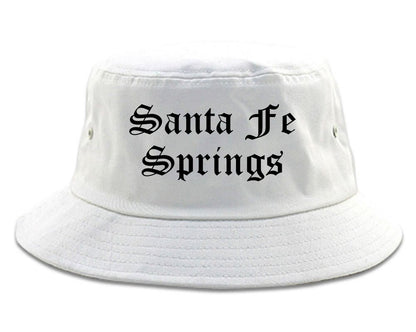 Santa Fe Springs California CA Old English Mens Bucket Hat White