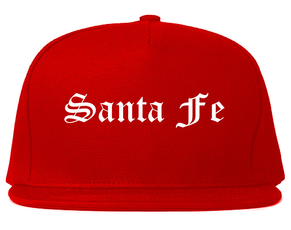 Santa Fe Texas TX Old English Mens Snapback Hat Red