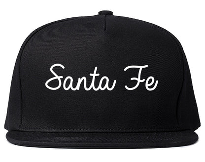 Santa Fe Texas TX Script Mens Snapback Hat Black