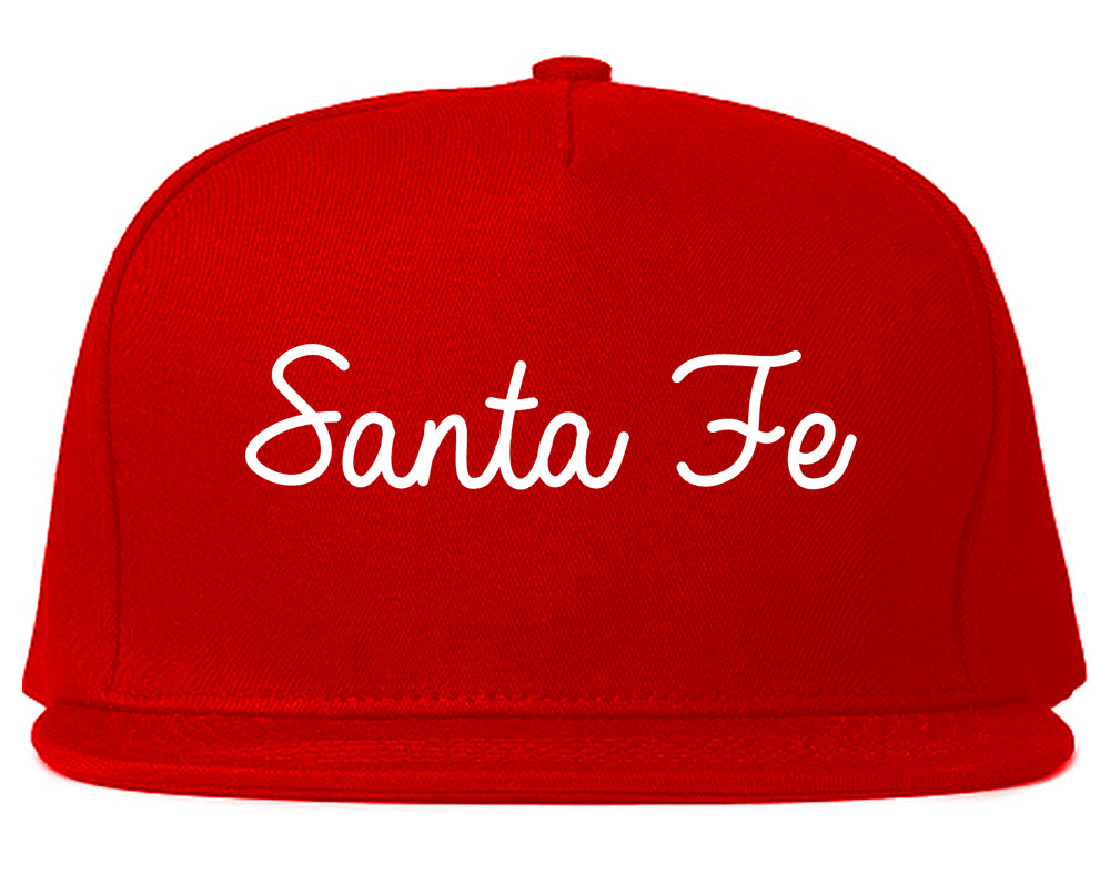 Santa Fe Texas TX Script Mens Snapback Hat Red