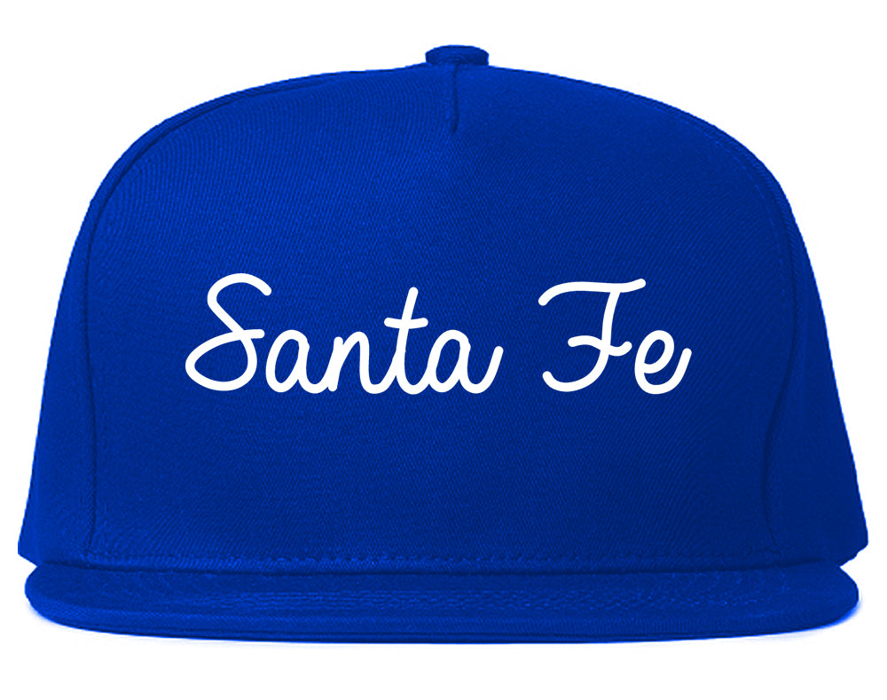 Santa Fe Texas TX Script Mens Snapback Hat Royal Blue
