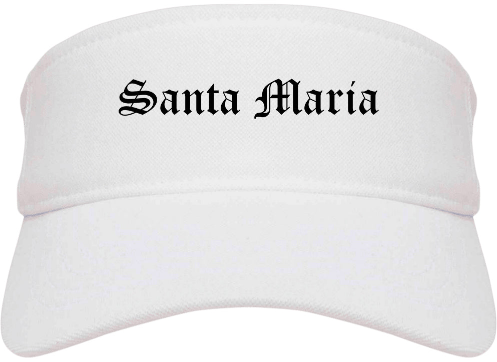 Santa Maria California CA Old English Mens Visor Cap Hat White
