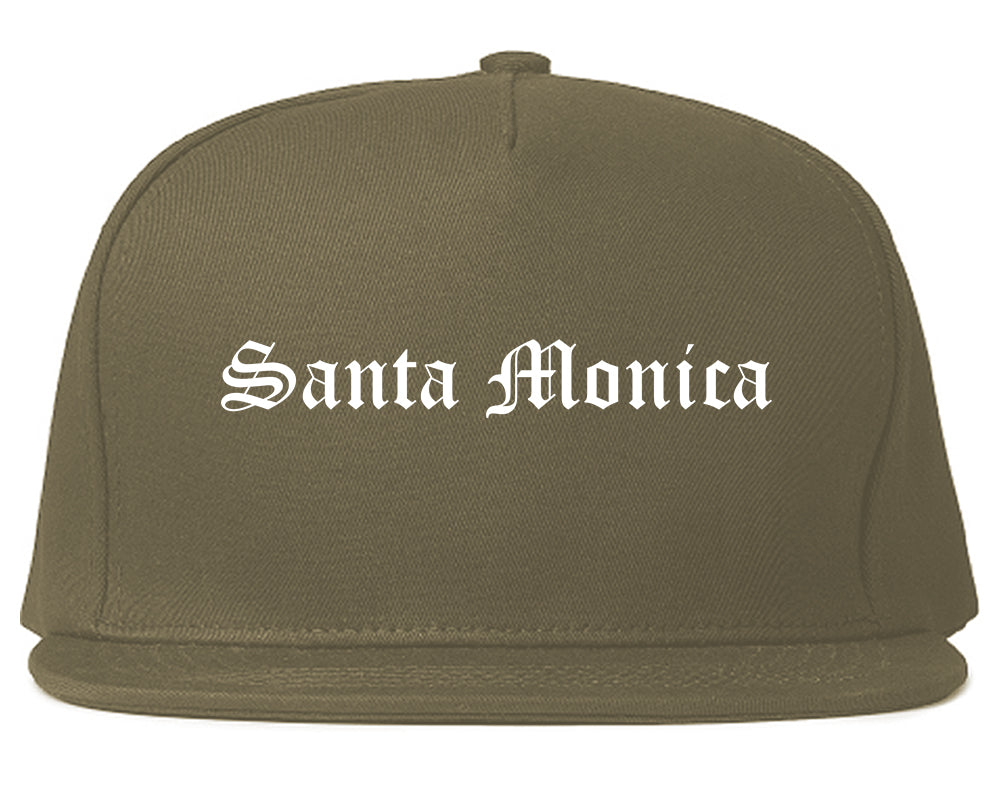 Santa Monica California CA Old English Mens Snapback Hat Grey