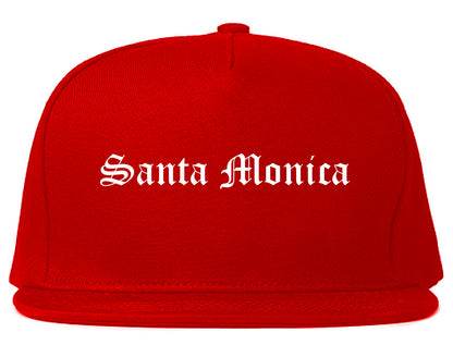 Santa Monica California CA Old English Mens Snapback Hat Red