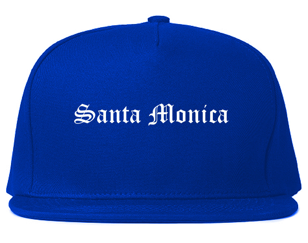 Santa Monica California CA Old English Mens Snapback Hat Royal Blue