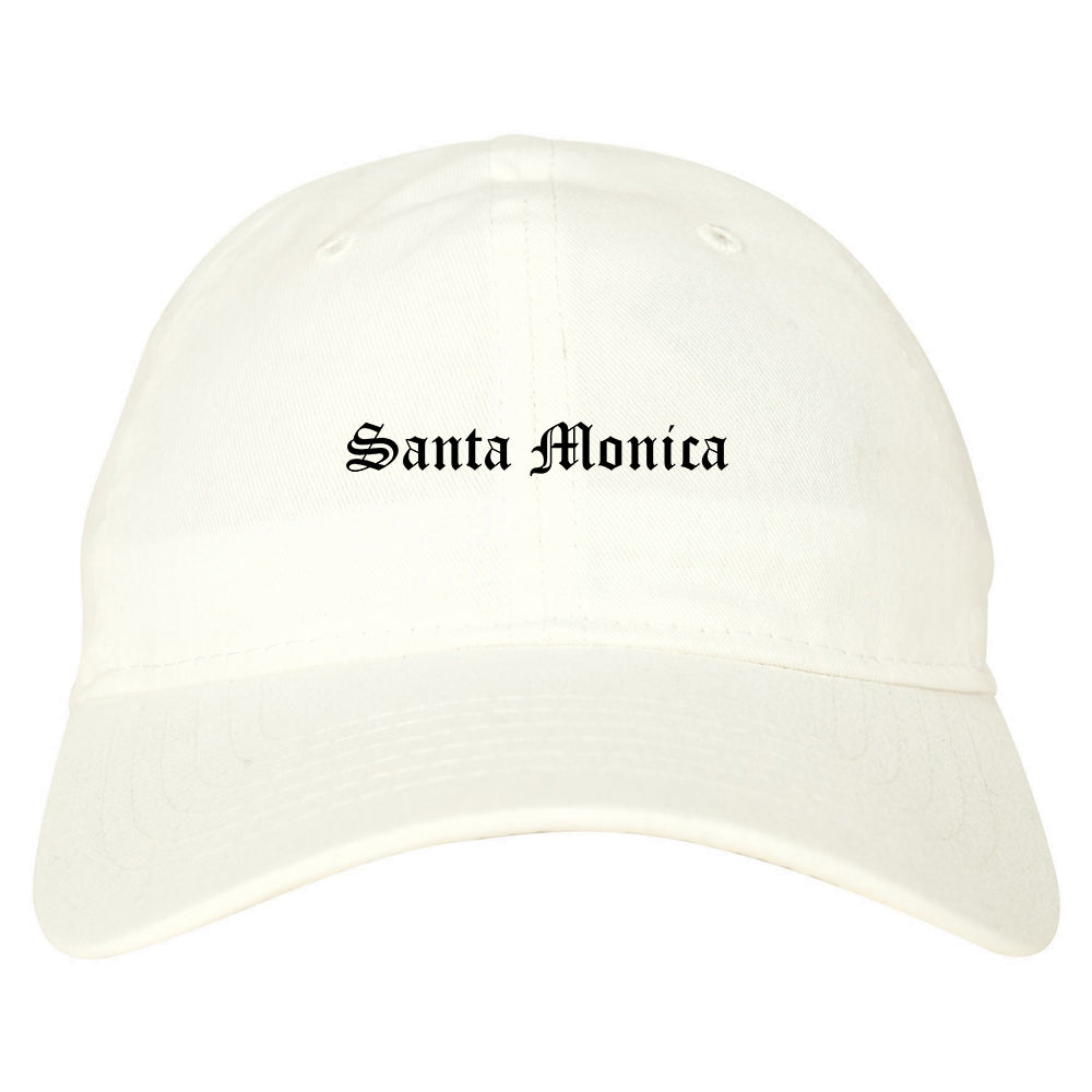 Santa Monica California CA Old English Mens Dad Hat Baseball Cap White