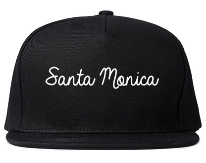 Santa Monica California CA Script Mens Snapback Hat Black