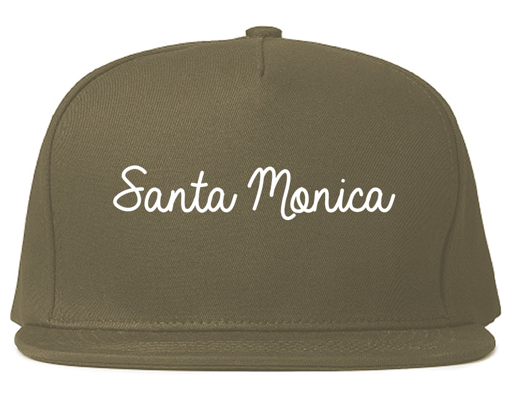 Santa Monica California CA Script Mens Snapback Hat Grey