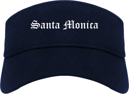 Santa Monica California CA Old English Mens Visor Cap Hat Navy Blue