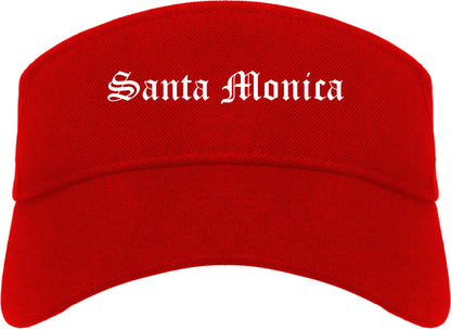 Santa Monica California CA Old English Mens Visor Cap Hat Red