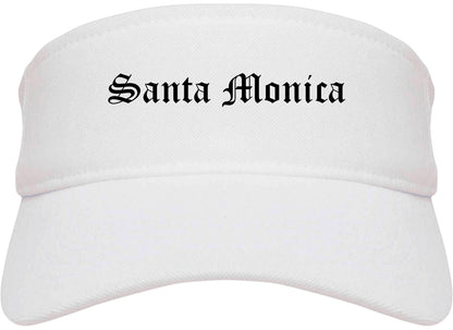 Santa Monica California CA Old English Mens Visor Cap Hat White