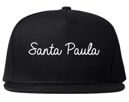 Santa Paula California CA Script Mens Snapback Hat Black