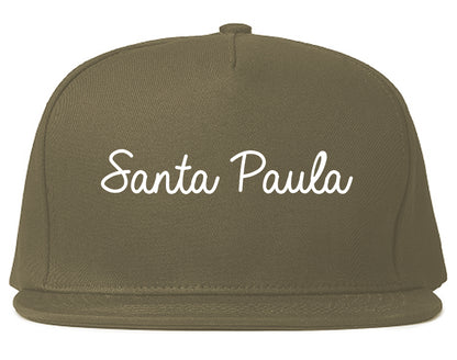 Santa Paula California CA Script Mens Snapback Hat Grey